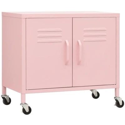 Image of vidaXL Storage Cabinet Pink 60x35x56 cm Steel