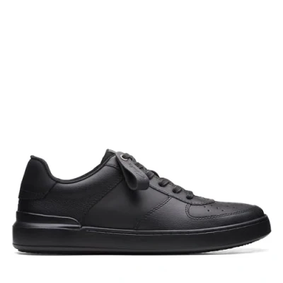 Image of Clarks Men&#039;s Courtlite Tie Sneaker, Black Leather, 6 UK
