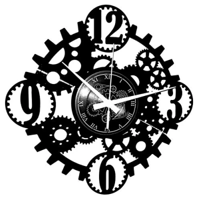 Image of Instant Karma Clocks Vinyl Wall Clock Retro Gothic Steampunk Gear Art Home Decoration Farmhouse, Black, Ø12inch