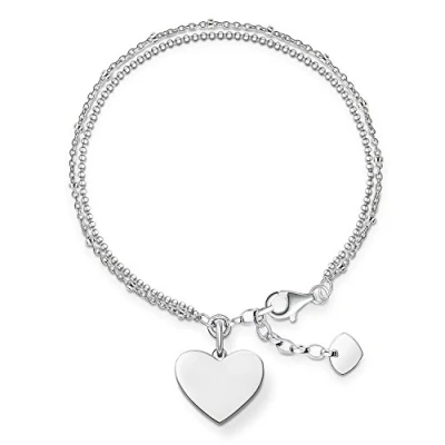 Image of Thomas Sabo Women Bracelet Love Bridge Heart 925 Sterling Silver LBA0102 001 12 L19,5v