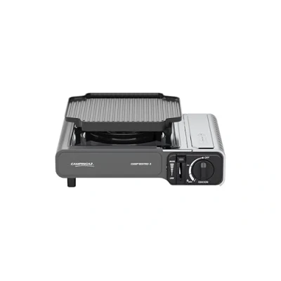 Image of Campingaz Camp Bistro 3 Stove Griddle Combo 1 Burner Camping 2200 Watt Compact portable Outdoor Cooker Includes Carry case for Easy Transport Black