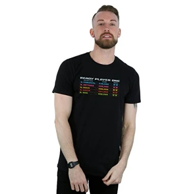 Image of Absolute Cult Ready Player One Men&#039;s 8 Bit Scoreboard T Shirt Black Large