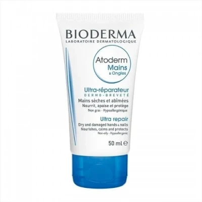 Image of Bioderma Atoderm Hand &amp; Nails Cream Ultra Repairing Nourishing Nail Strengthener, Protect Hydrate Very Dry Sensitive Skin, 50ml