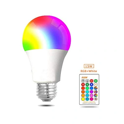 Image of WANGPEI E27 RGB LED Coloured Light Bulb,15W Colour Changing Dimmable Edison Screw lamp with IR Remote Control,16Colours Mood Lights for Home,Party,Bar,Disco KTV,Stage Effect Etc AC85 265V 1pack