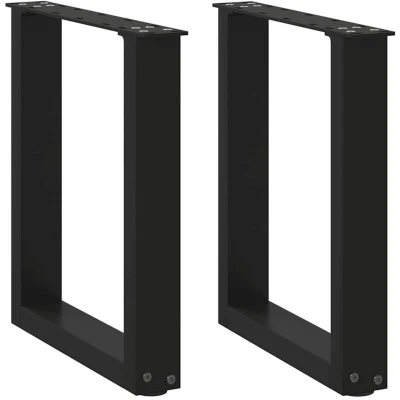 Image of vidaXL coffee table legs u shaped black steel 28x42 43cm