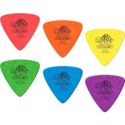 Image of Dunlop Tortex Triangle Guitar Picks Sample Variety Mix Pack (2 of each gauge) 12/Player&#039;s
