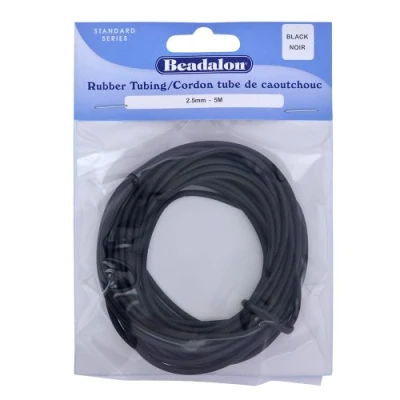 Image of Beadalon 2.5 mm 5 m Rubber Tubing, Black