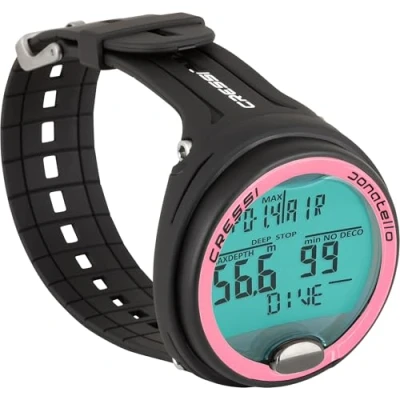 Image of Cressi Donatello Adult Unisex Professional Underwater Wrist Computer for Diving in Air/Nitrox and Apnea, Black/Pink, One Size