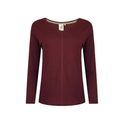 Image of Weird Fish Rubita Organic Long Sleeve T Shirt Aubergine Size 14