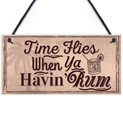 Image of RED OCEAN Havin Rum Hanging Sign Funny Alcohol Bar Pub Man Cave Garden Friendship Plaques