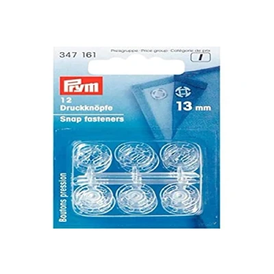 Image of Prym 347161 Sew on snap Fasteners Plastic [Size 13mm, Transparent, 12 Pieces], Natural, 13 mm, Stück PRYM_347161 1