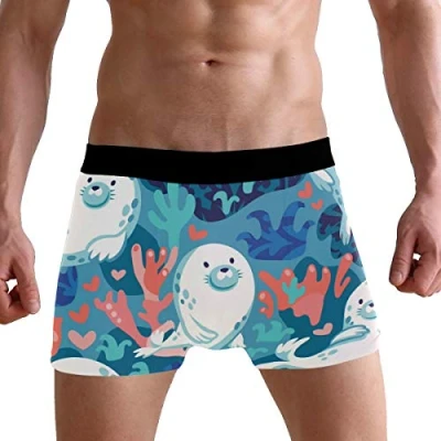 Image of PUXUQU Mens Boxers Shorts Cute Animal Seal Boxer Briefs Underwear for Men Boy
