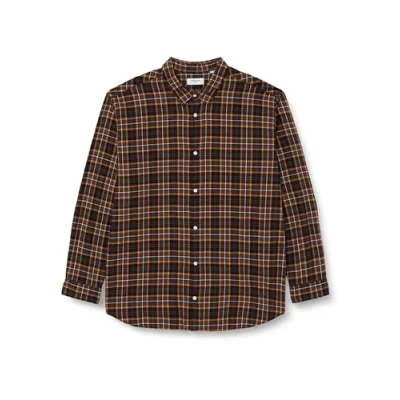 Image of JACK&amp;JONES PLUS Men&#039;s Jorjoshua Check Shirt Ls Pls Casual, Chocolate Brown, 4XL