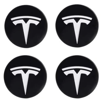 Image of SANSHAOS Car Center Hub Caps Sticker Wheel Centre Badge Logo Cap Trims for Tesla Model 3 Y 56mm, Set Of 4,White