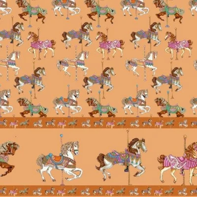 Image of Melody Jane Dolls House Wallpaper 1:24 1/2in Carousel Horses with Frieze Miniature Print