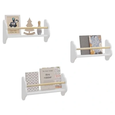 Image of WOLTU Kids Wall Shelves Pack of 3 Floating Bookshelf, Children’s Bookcase Mounted Book Storage Unit, Toy Organiser Cloud Shape Nursery Shelves, White, KR025ws45