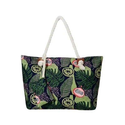 Image of DonDon Large beach bag for women with zip Waterproof Pool tote bags tropical fruits