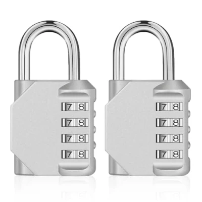 Image of ZHEGE Combination Padlocks for Lockers, Number Padlock, Heavty Duty Coded Padlock Indoor and Outdoor Use, Gym Lock, School Locker Fence Gate, Shed Weatherproof (Silver, 2 Pack)