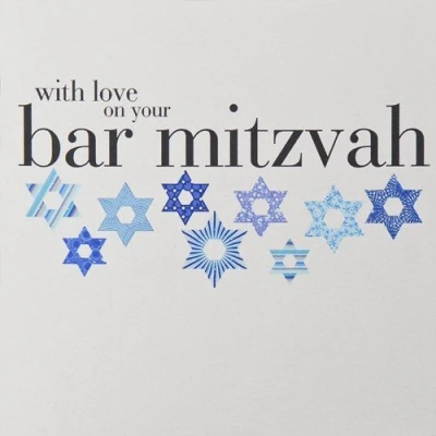 Image of Claire Giles Toast Blue Star of David Bar Mitzvah Card