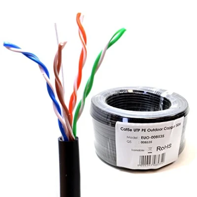 Image of kenable External CAT5e Outdoor Use COPPER Ethernet Network Cable Reel UTP 50m Black [50 metres]