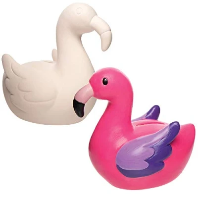 Image of Baker Ross AT690 Flamingo Ceramic Piggy Banks,Creative Art and Craft Supplies for Kids to Make,White,5.1 x 5.1 inch