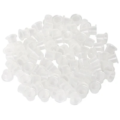 Image of TRIXES Ink Caps Cups, 100 Pieces Disposable Transparent Plastic Containers for Tattoo Ink, Professional Standard Pots 9mm