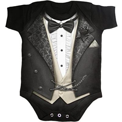 Image of Spiral Baby Boys TUXED Sleepsuit Black X Small