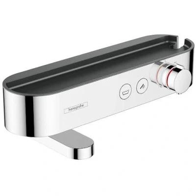 Image of hansgrohe ShowerTablet Select bath thermostat exposed, tap with safety stop at 40 C, for tubs, mixer 2 functions, chrome, 24340000