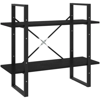Image of vidaXL 2 Tier Book Cabinet Black 80x30x70 cm Solid Pine Wood