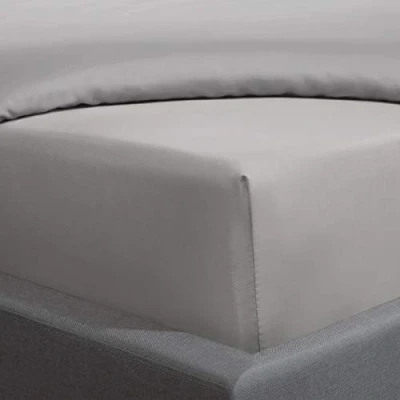 Image of Sleepdown 100% Cotton Sateen Anti Allergy Fitted Sheet 16&quot;/40cm Extra Deep 300 Thread Count Luxury Bedsheet Bed Linen Silver Single