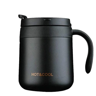 Image of Gteller 12oz Stainless Steel Coffee Mug, Double Wall Insulated Vacuum Mug with Lid and Handle Keeping Beverage hot Cold (Black)