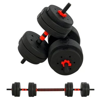 Image of HOMCOM 25kg 2 IN 1 Adjustable Dumbbells Weight Set, Dumbbell Hand Barbell for Body Fitness, Lifting Training Home, Office, Gym, Black