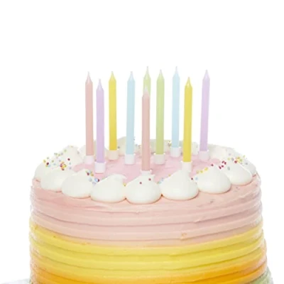 Image of Amscan 9911942 Stnd Candle Pastel 10 Pack