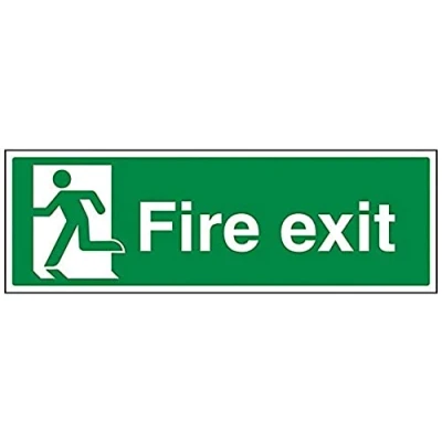 Image of VSafety Final Fire Exit Man Left Sign Landscape 450mm x 150mm 1mm Rigid Plastic