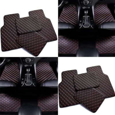 Image of Custom Leather Car Floor Mats for Jaguar XF (X260) 2016 2017 2018 2019 2020, Carpets Matts Covered Protection Advanced Liners Waterproof Full Set,A/BlackRed