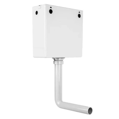 Image of Back to Wall Compact Concealed Cistern Universal in Toilet Dual Flush 3/6 Litre with Chrome Cable Push Button BTW Water Saving