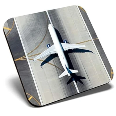 Image of Great Single Coaster Square Aircraft Departing Airport Runway Glossy Quality Coasters Tabletop Protection for Any Table Type #44045