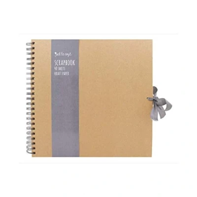 Image of Tallon Kraft Small/Medium/Large Square Scrapbook Quality Brown Paper with Ribbon (Large 30cm x 30 cm 40 Sheets)