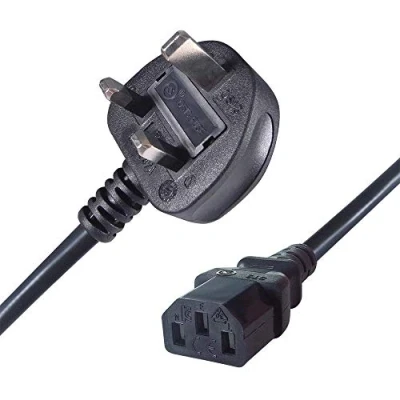 Image of Connekt Gear Black 5A UK Mains Plug Top to IEC Female C13 Kettle TV Power Cord Cable 10 Meter