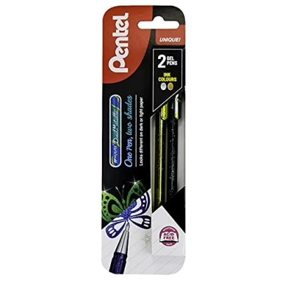 Image of Pentel XK110/2 XXZX Hybrid Dual Metallic Gel Pen Gold/Silver