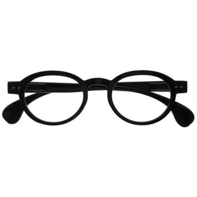 Image of OPULIZE OCA Reading Glasses Modern Retro Round Frame Shiny Black Mens Womens Spring Hinges R54 1 +3.50