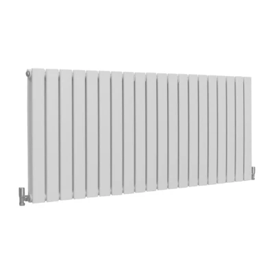 Image of Designer Radiators 60 x 140cm Flat Panel Modern Central Heating Gloss White Horizontal Column Double Wall Mounted Slimline Kitchen Living Room Bathroom Commercial Cleaning Brush &amp; Fixing Kit