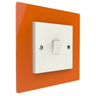 Image of Displaypro Single, Double Light Switch Surround Acrylic Finger Plate Panel Plug Socket (Orange Single)
