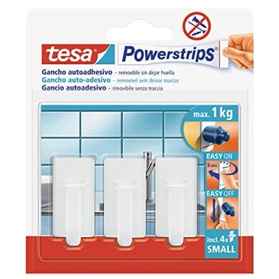 Image of Tesa 57530 00014 01 Powerstrips Adhesive Pegs Pack of 3 Small White