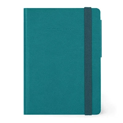 Image of Legami Small Ruled Notebook, 192 Pages, Soft PU Cover, FSC® Certified Paper, 90 g/m² Ivory Monthly Planner, Address Book, Bookmark, 9.5 x 13.5 cm, Malachite Green