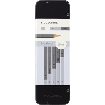 Image of Moleskine Graphite Drawing Pencil Set 5 Graded Pencils, Colours Black and Grey