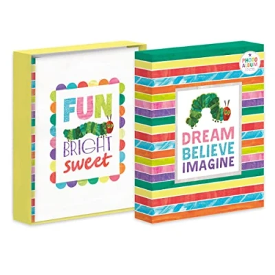 Image of Portrait Photograph Album in Gift Box by Robert Frederick Very Hungry Caterpillar Design Holds 100 Photographs