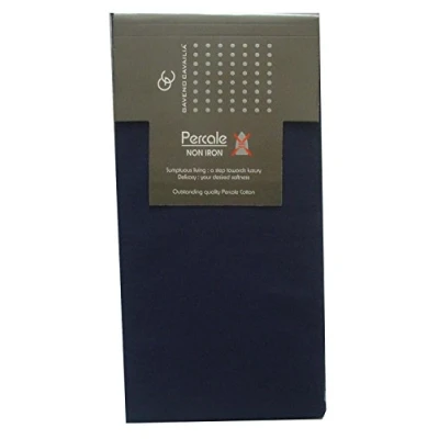 Image of clicktostyle NON IRON FITTED VALANCE SHEET PERCALE QUALITY T180 PILLOW CASES BED SHEETS (Double, Navy)