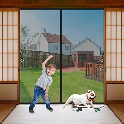 Image of LZHBD Magnetic Fly Screen Door Insect Protection, 95x200 cm, Balcony Curtain 10xStronger Than Normal The is Ideal for Door, Black, New Version