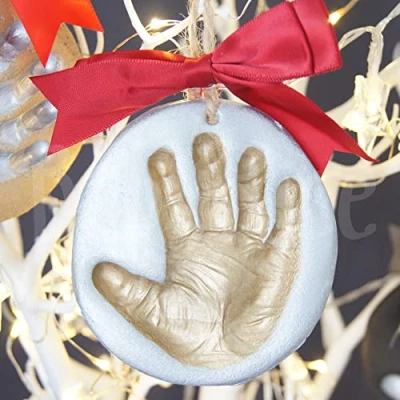Image of New Baby&#039;s 1st Christmas Handprint Footprint Imprint Decoration for Xmas Tree by BabyRice
